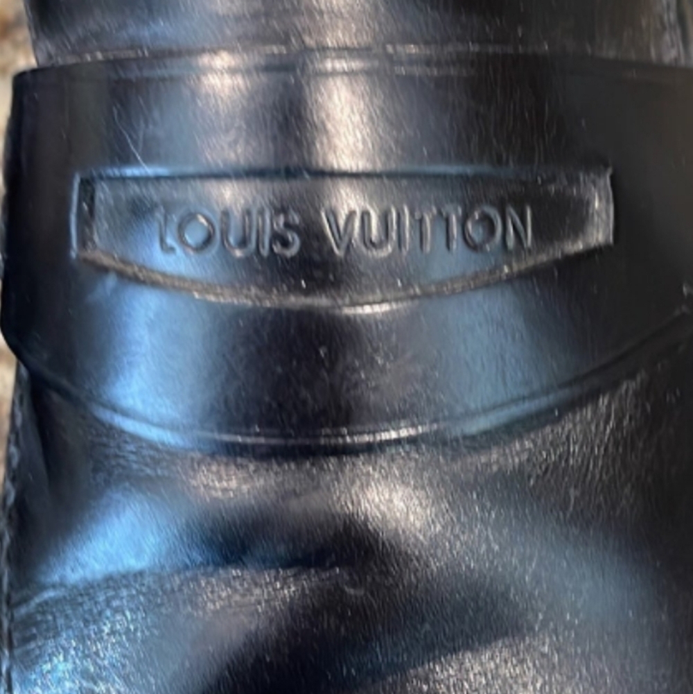 Louis Vuitton Black Leather Men's Loafer Slip On Dress Shoe's Size 9.5 - Picture 4 of 8